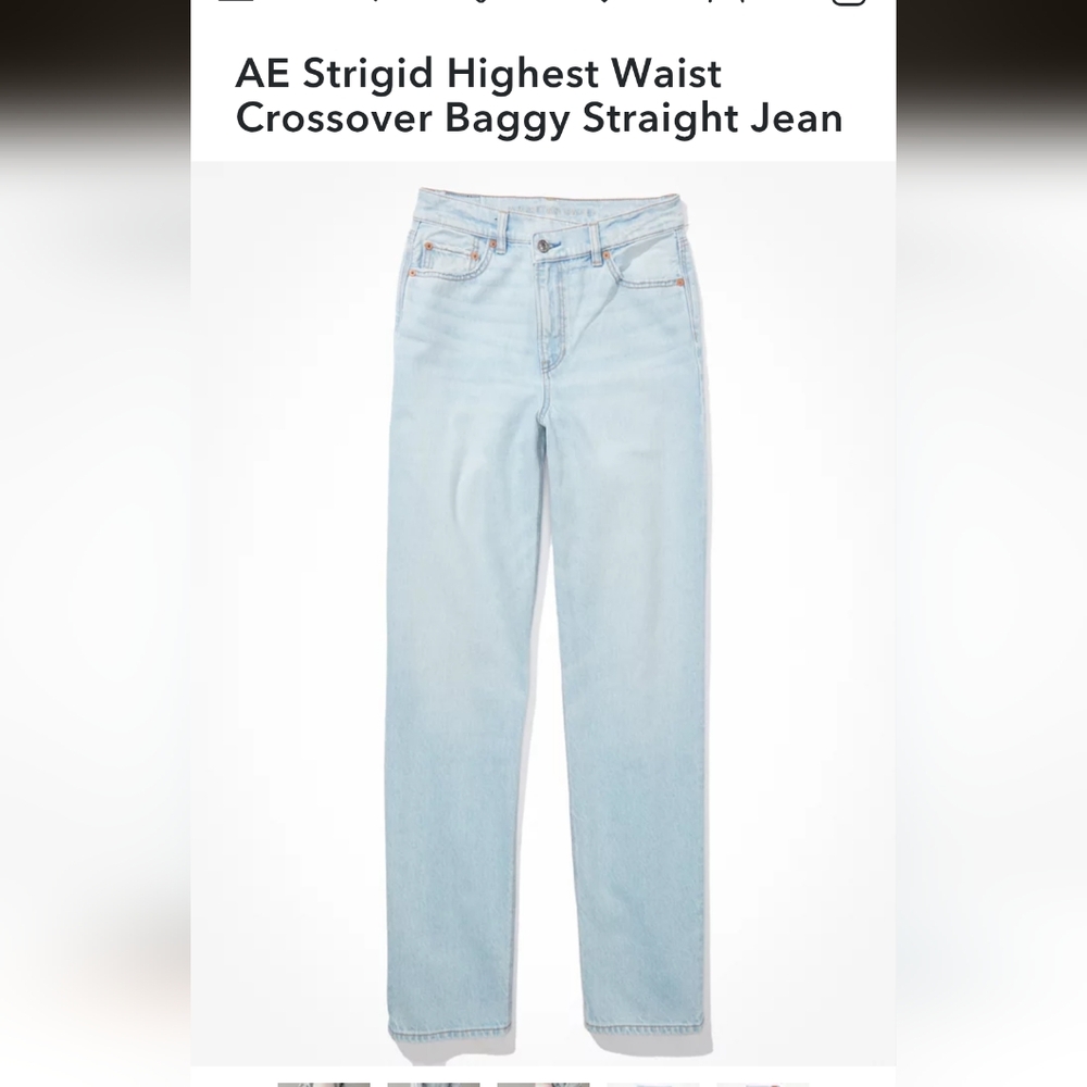 EUC American Eagle Baggy Straight Jeans With Crossover Waist 20 Short